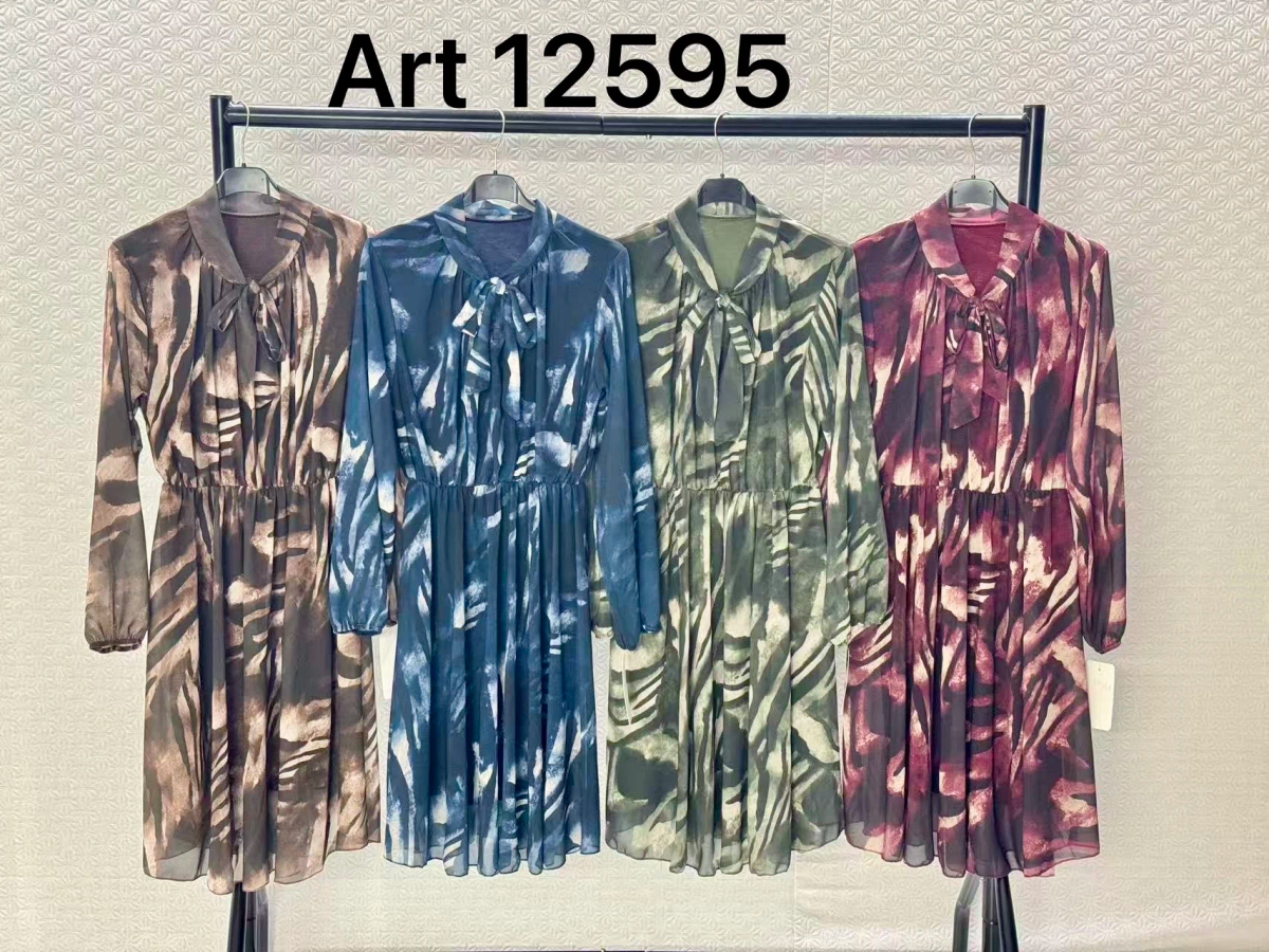 Robe col lavallière imprimé taille élastique 2
