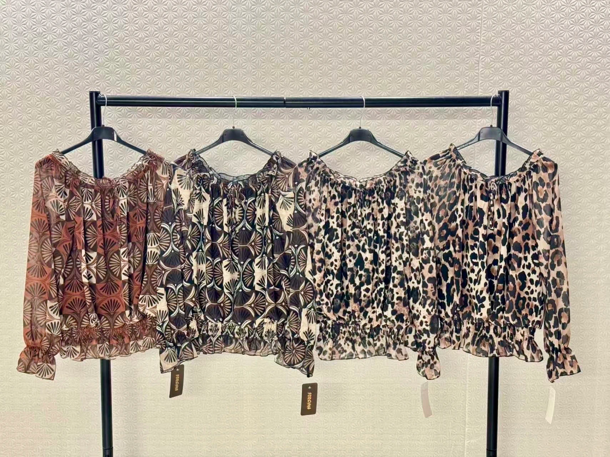 Blouse imprimé épaulées dénudées doublure viscose 2