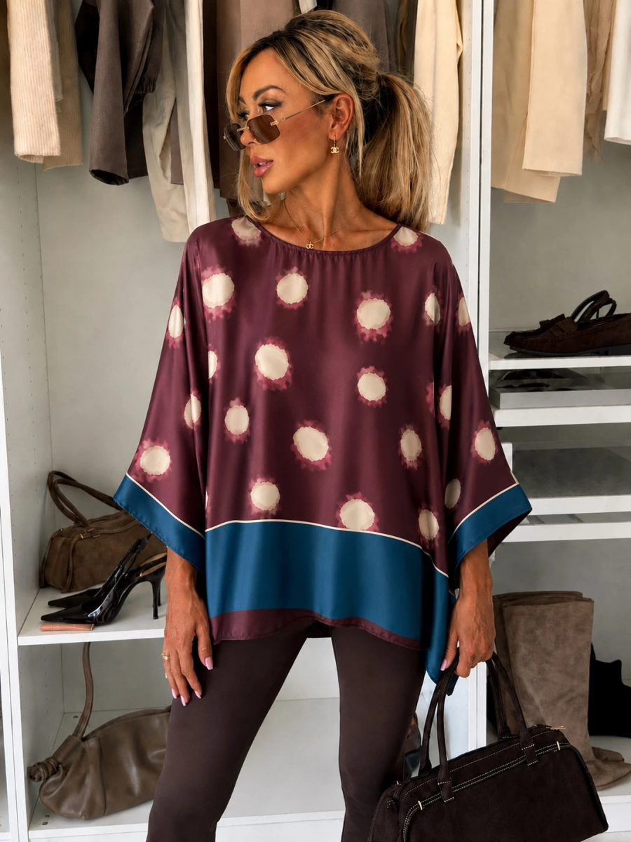 Blouse satinée imprimé pois oversize