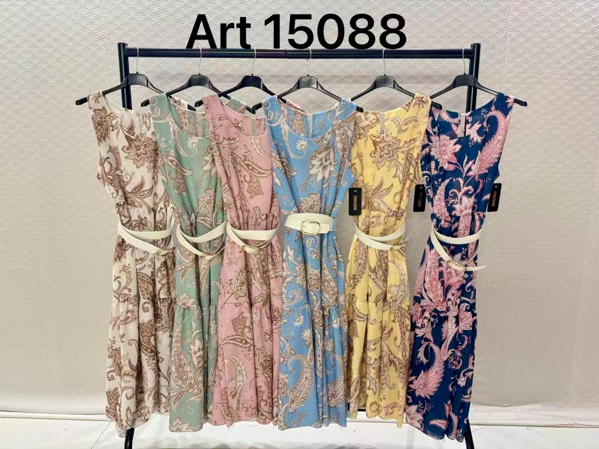 Robe sans manches imprimé avec ceinture 2
