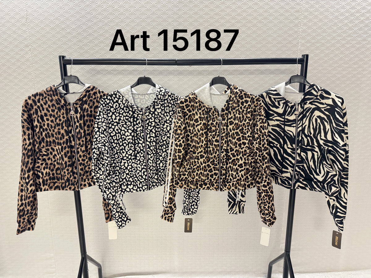 Gilet zippé léopard à capuche avec bandes 3