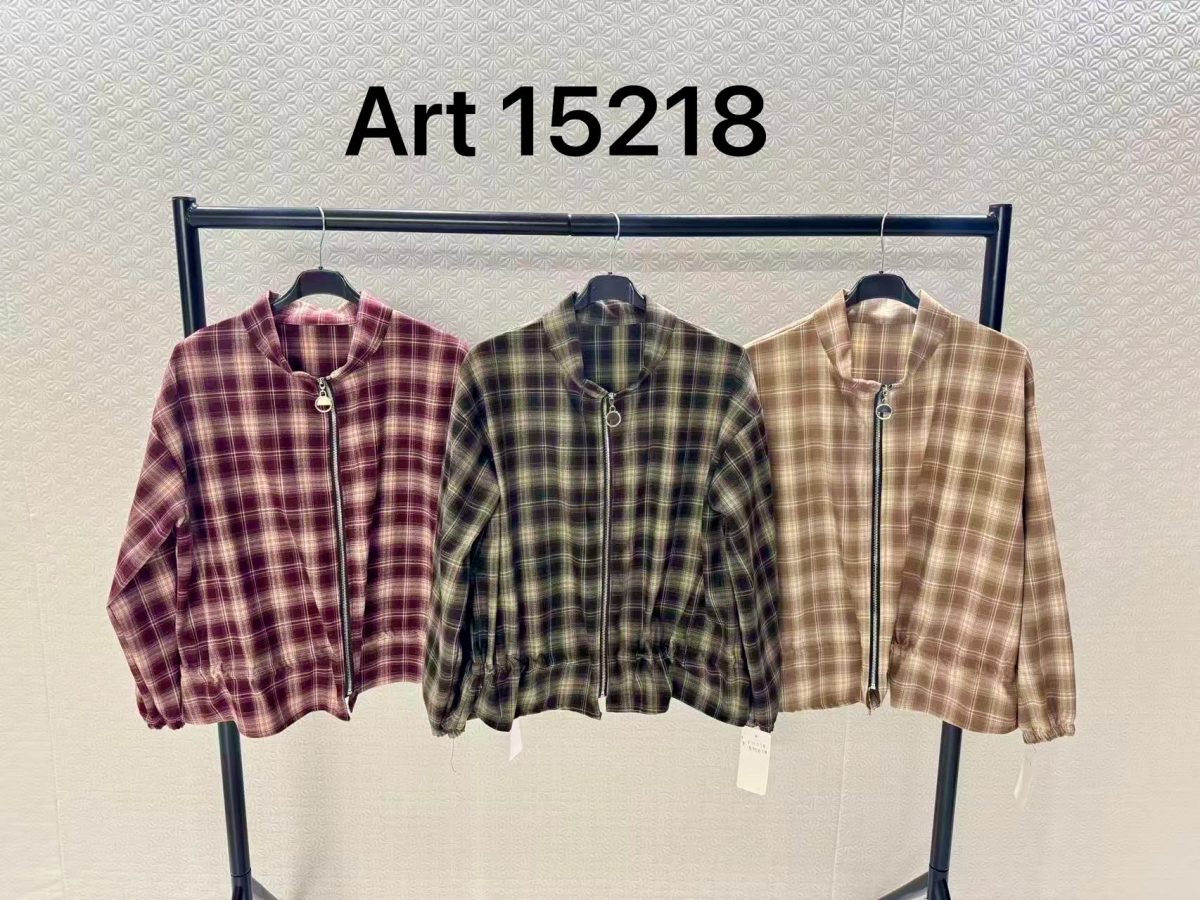 Veste à carreaux zippée avec cordon de serrage 2