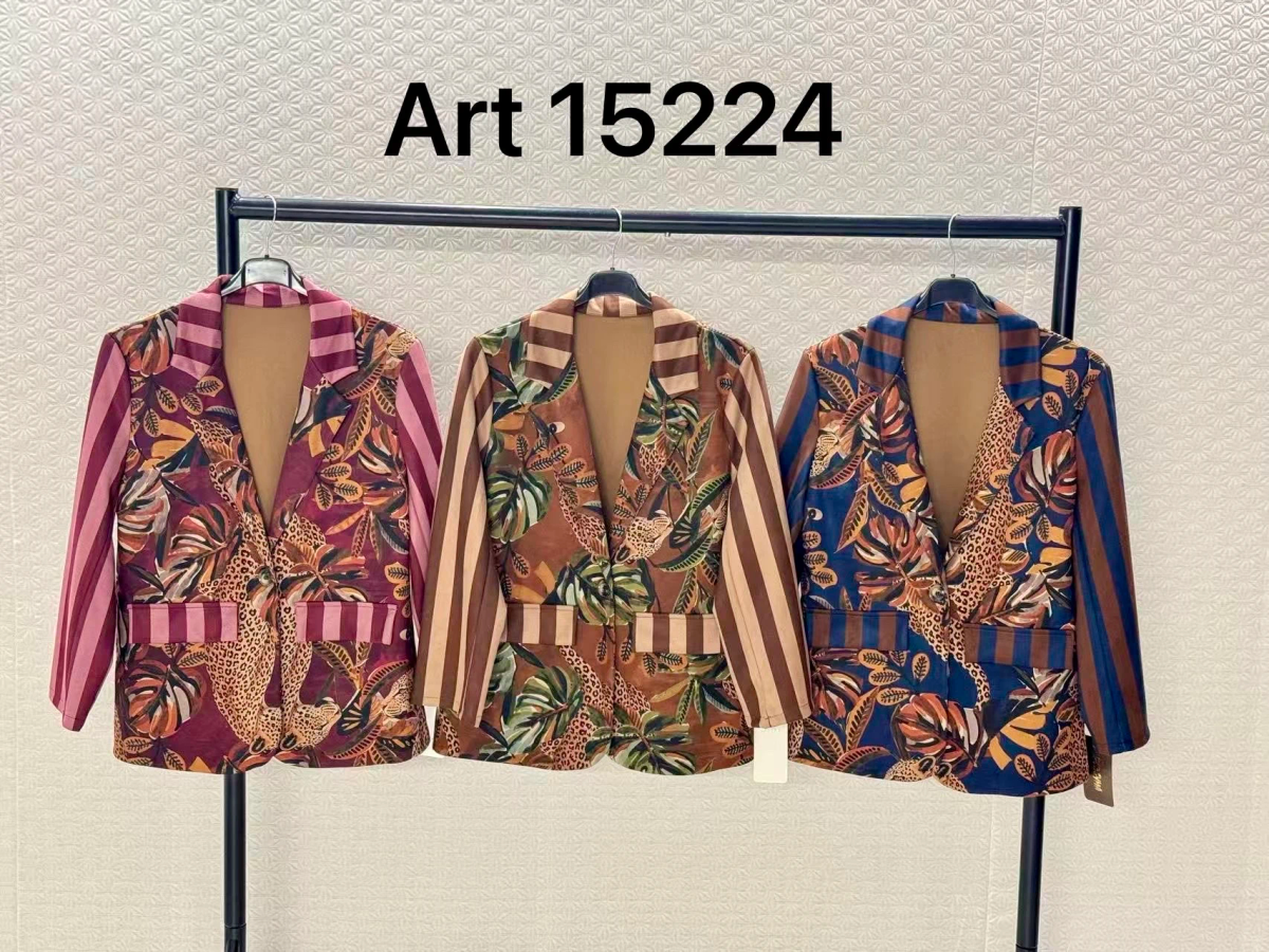 Veste Blazer suédine  imprimé à manches rayées 2