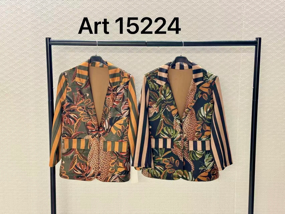Veste Blazer suédine  imprimé à manches rayées 3