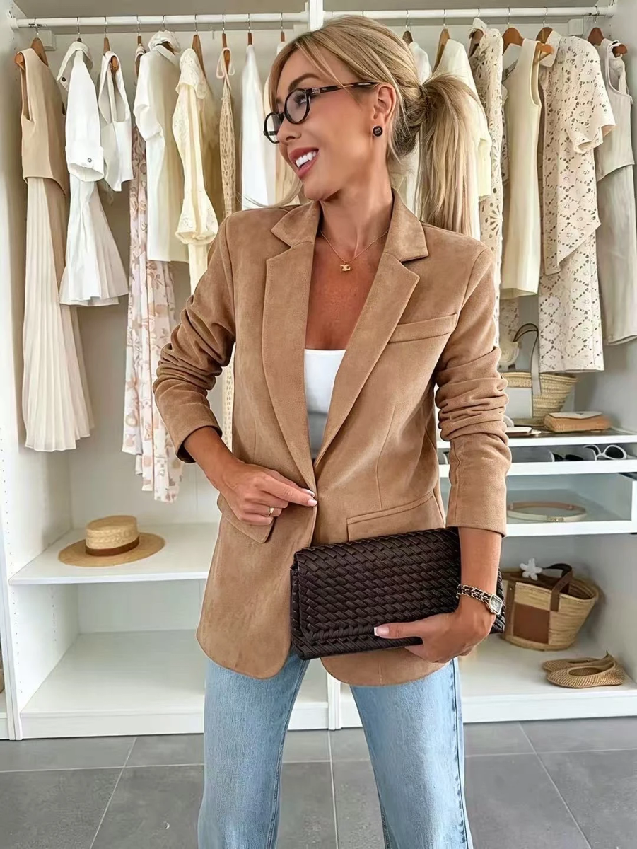 Veste blazer en suédine avec doublure