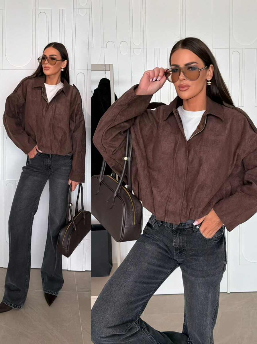 Veste Bombers Oversize en Suédine