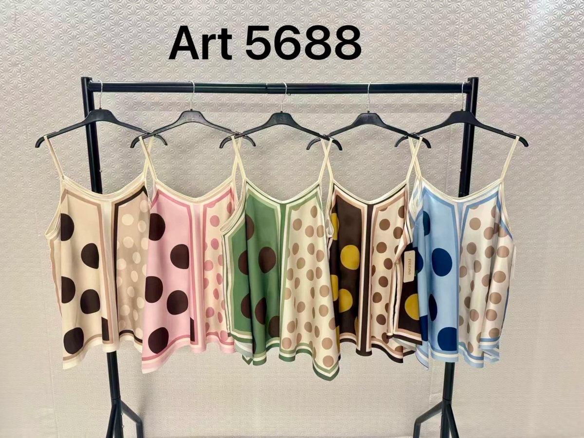 Polka dot print satin strappy top 2