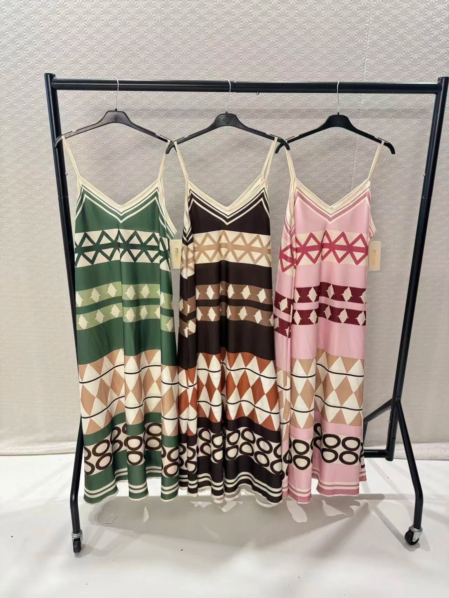 Robe bohème fluide imprimé géométrique 2