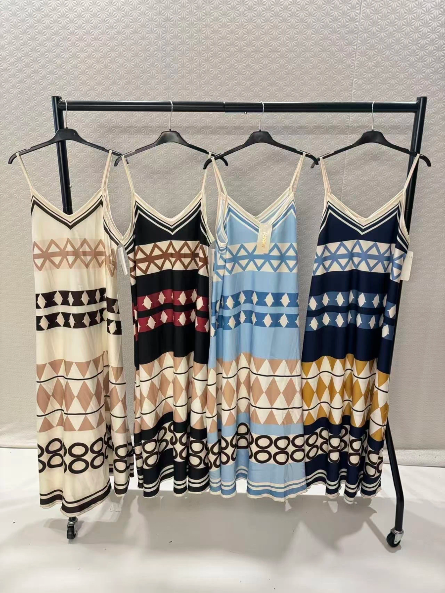 Robe bohème fluide imprimé géométrique 3
