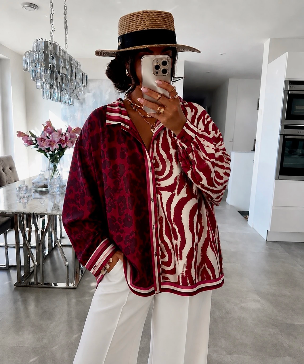 Chemise Oversize satiné imprimé