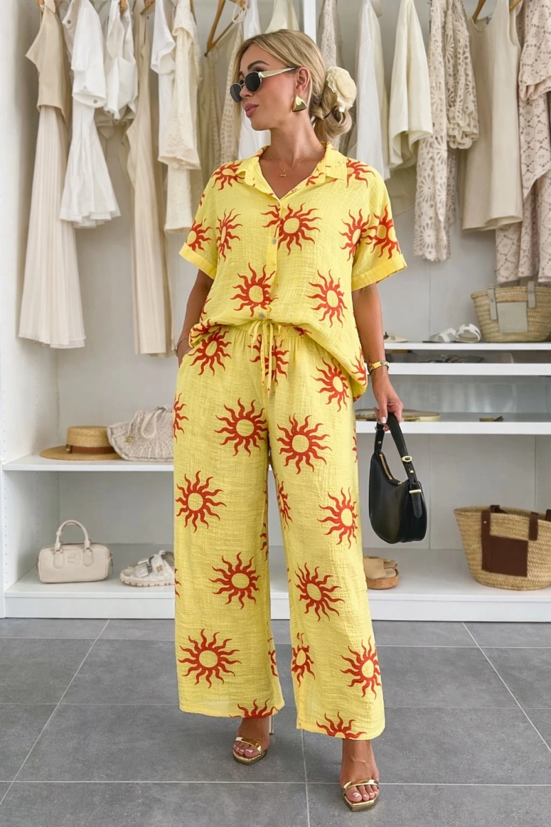 Ensemble GAZE DE COTON imprimé soleil