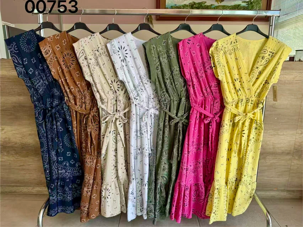 Bandana pattern cotton gauze dress 2