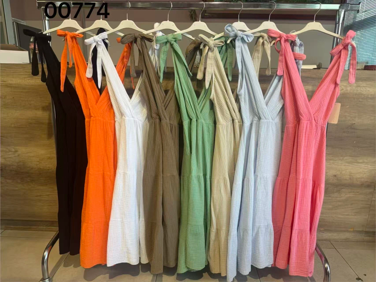 Robe gaze de coton Bretelles noeud 2