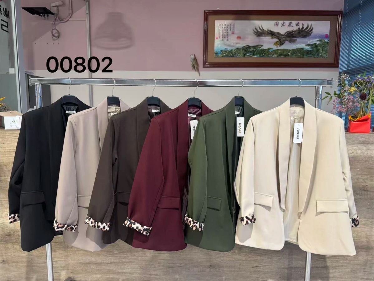 Veste blazer à revers manches léopard 2