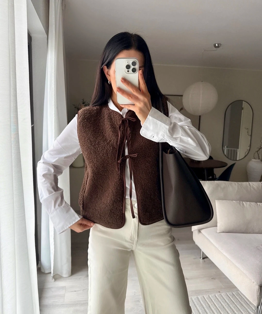 Gilet Teddy Sans Manches à Nouer