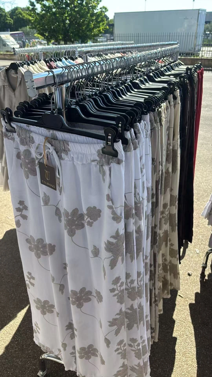 Wide floral elastic waist pants with drawstring 2