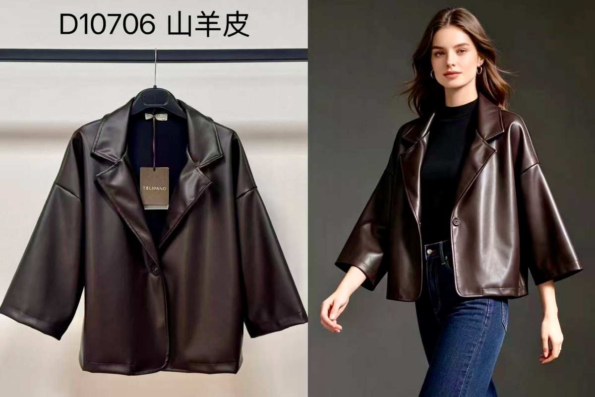 Veste similicuir manches 3/4 2
