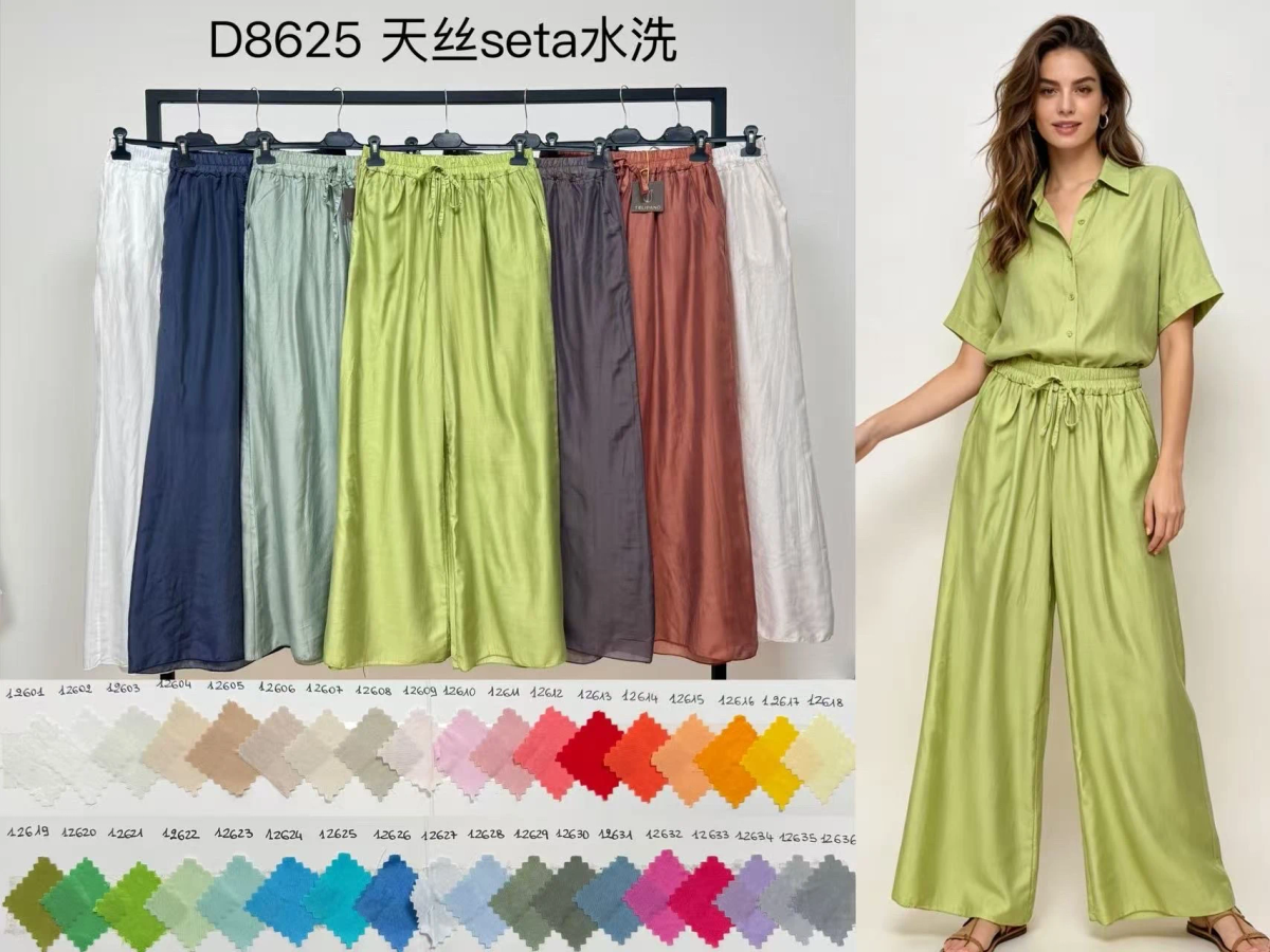 Fluid satin palazzo pants elastic waist 2