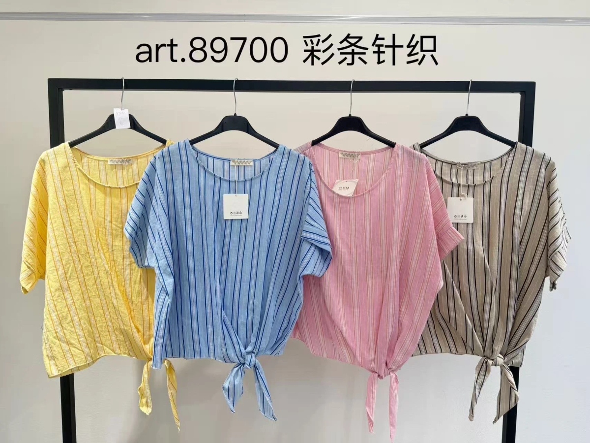 Tied loose striped blouse 2
