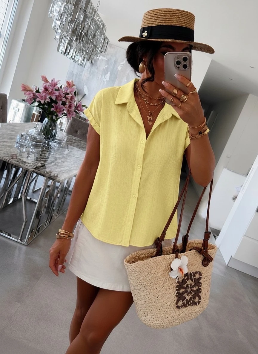 Chemise fluide sans manches à épaules couvrantes