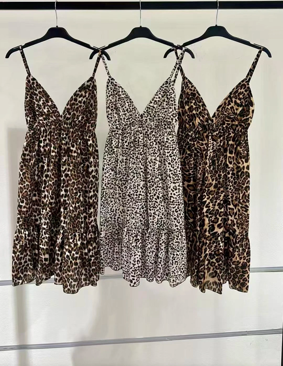 Short leopard print cotton dress 2