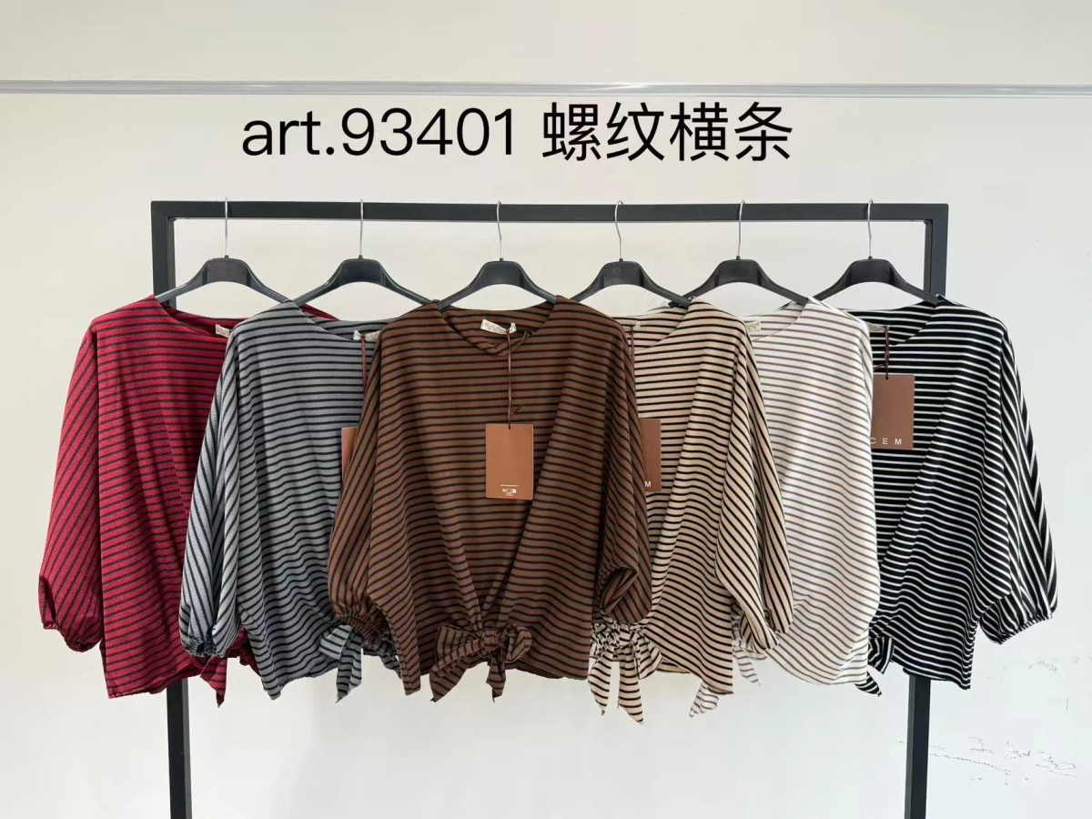 Oversized striped blouse with batwing sleeves to tie 2