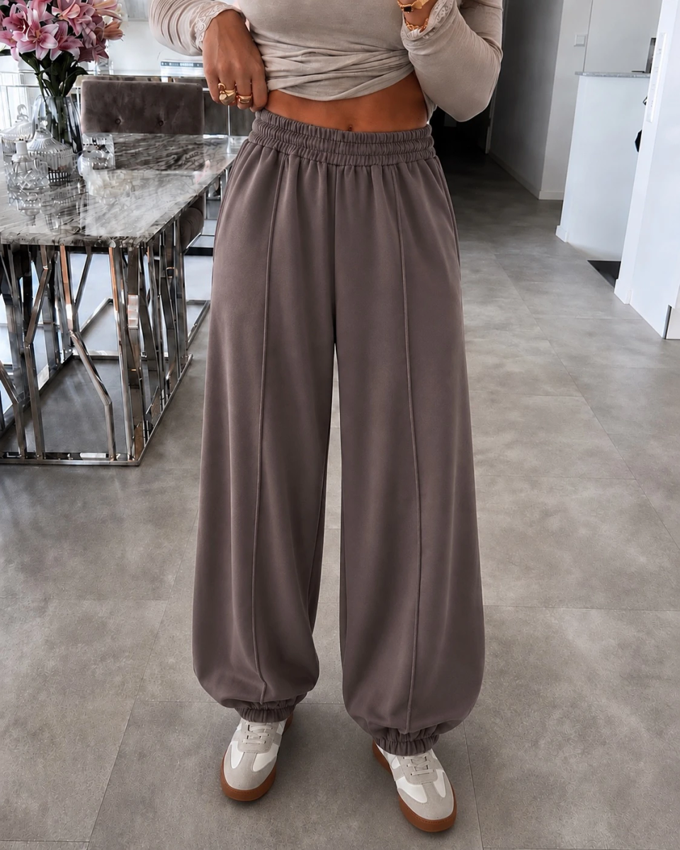 Jogging Large effet laine – Coupe Ample, Taille Élastiquée & Bas Resserré