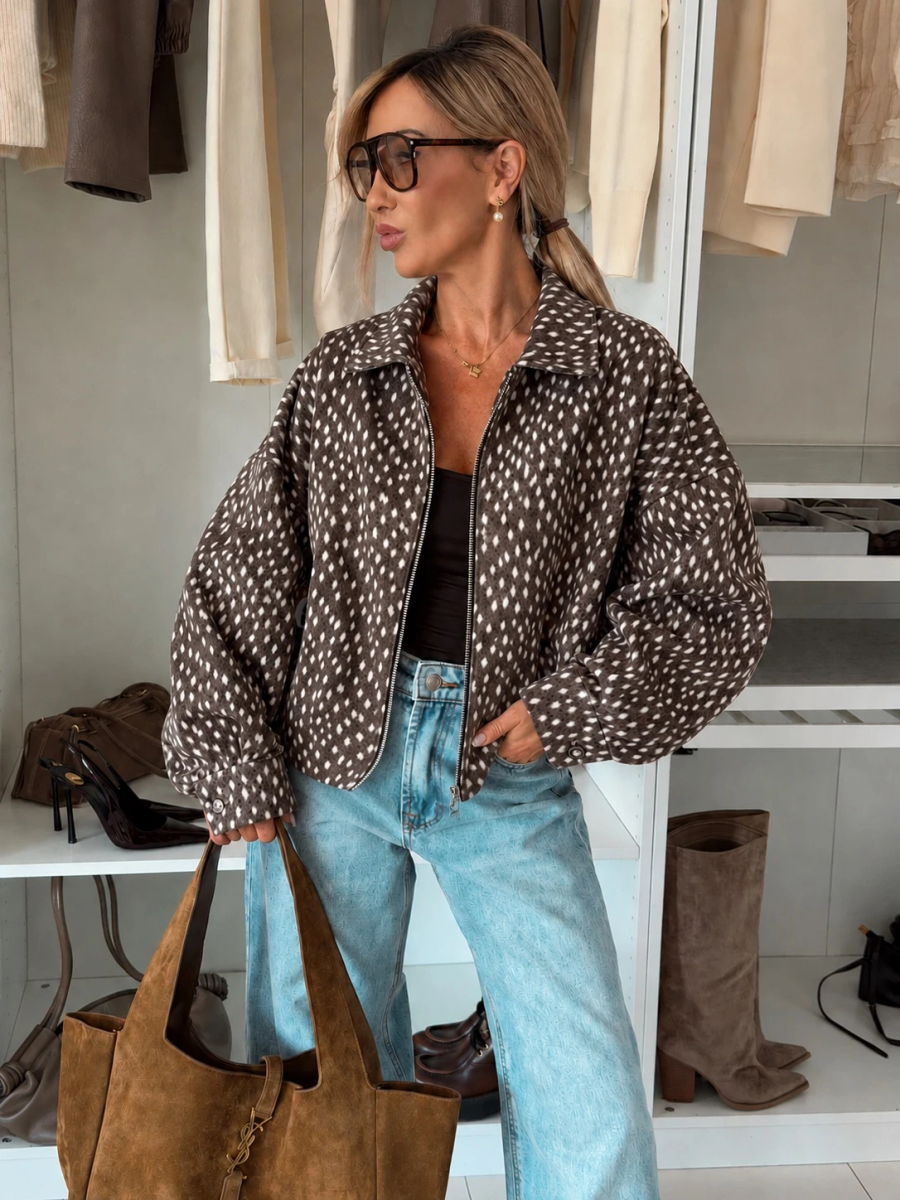Veste suédine imprimé biche