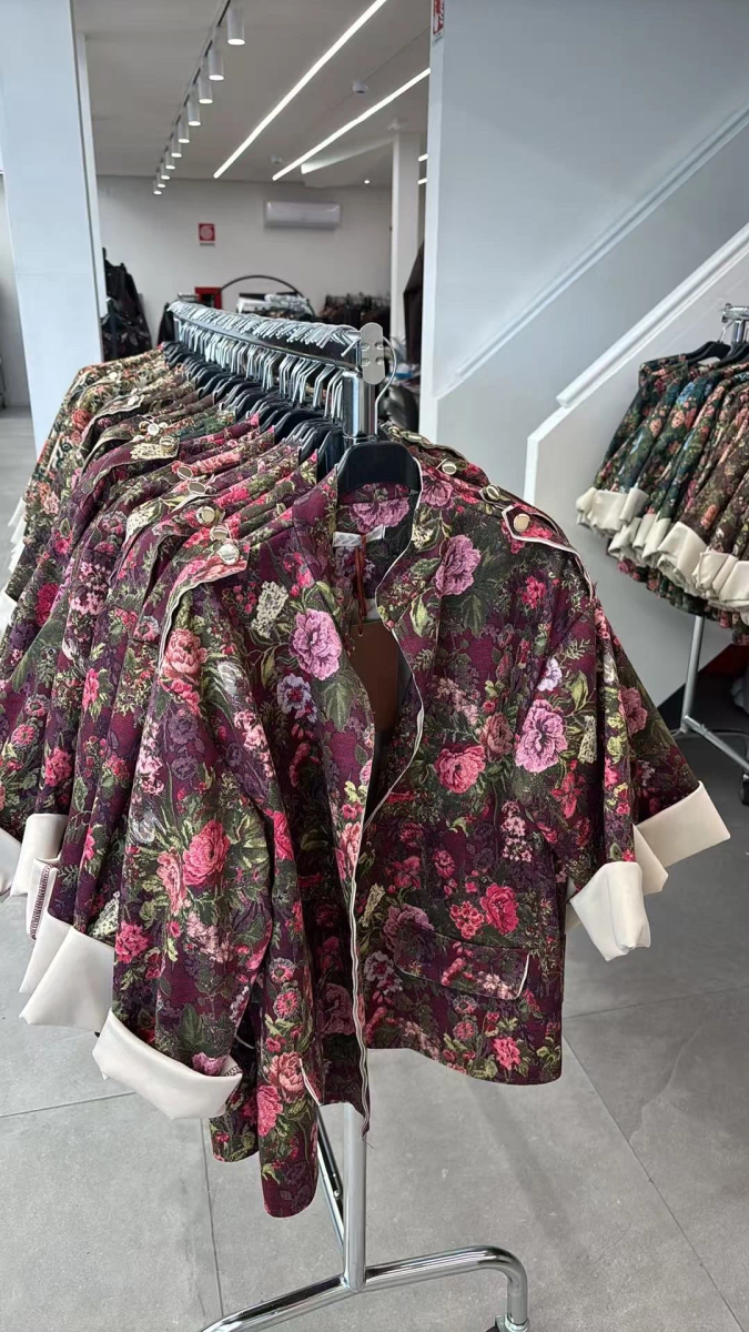 Veste en daim  Fleuri à Revers Contrastés 2